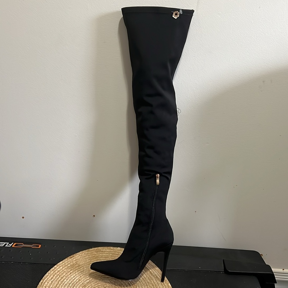 Boohoo Where the Party At Knee High Thigh Boots Size 38